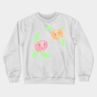 Orange pink watercolor floral art Crewneck Sweatshirt